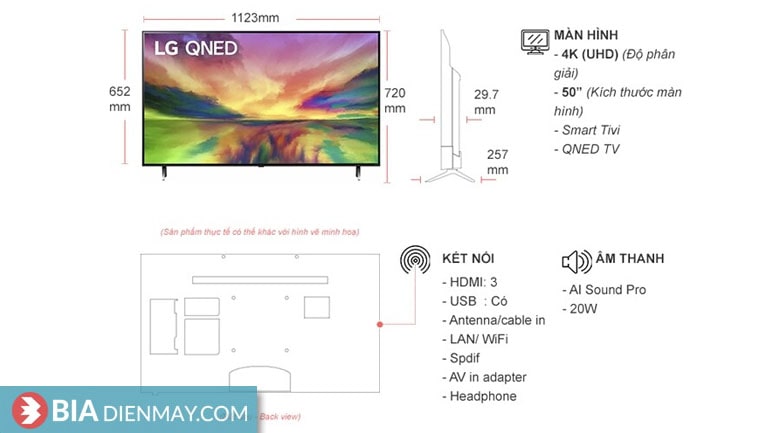 Tivi LG 50 inch 50QNED80SRA - thông số