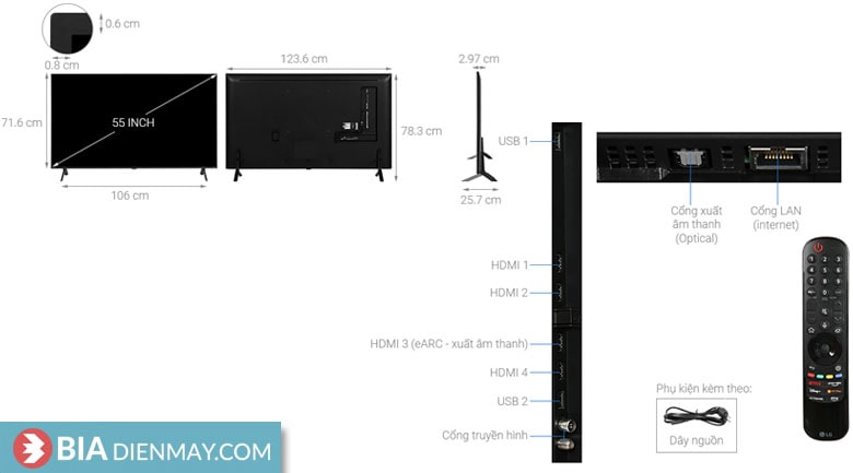 Tivi LG 55 inch 55QNED80SRA - Thông số