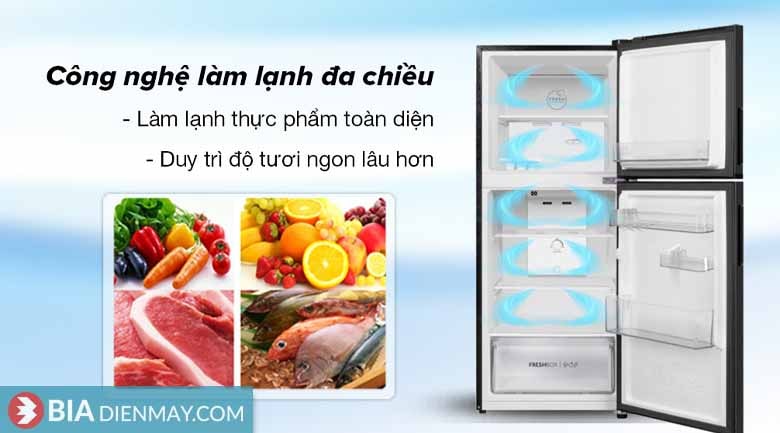 Tủ lạnh Aqua inverter 189 lít AQR-T220FA(FB) - công nghệ làm lạnh đa chiều