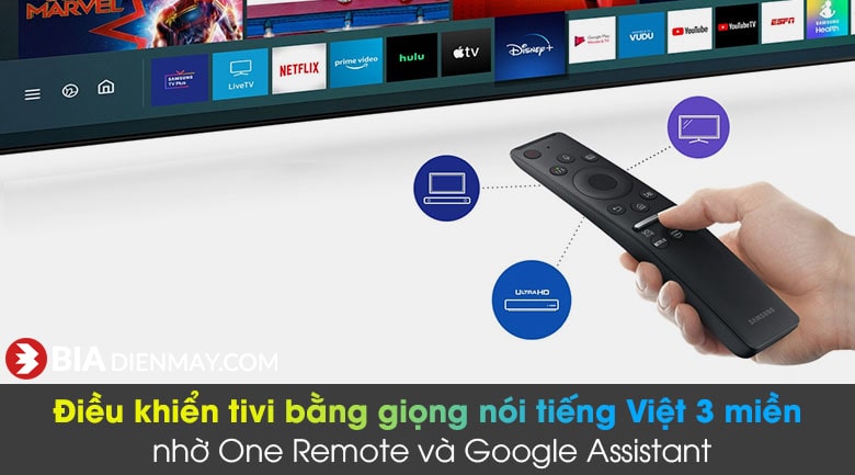 Smart Tivi Samsung 4K 55 inch UA55AU8000 - tìm kiếm bằng giọng nói