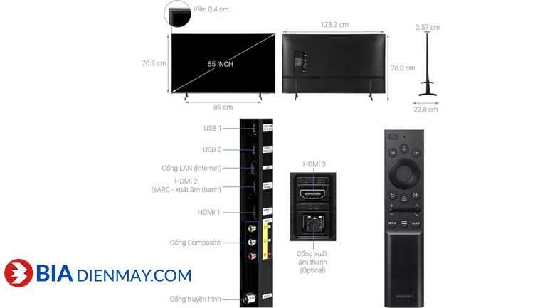 Smart Tivi Samsung 4K 55 inch UA55AU8000 - thông số