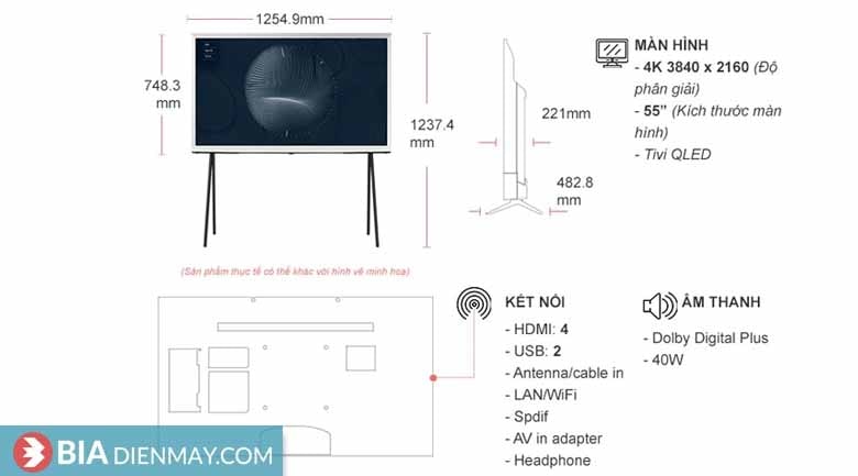 Smart Tivi The Serif QLED Samsung 4K 55 inch QA55LS01B - Model 2022