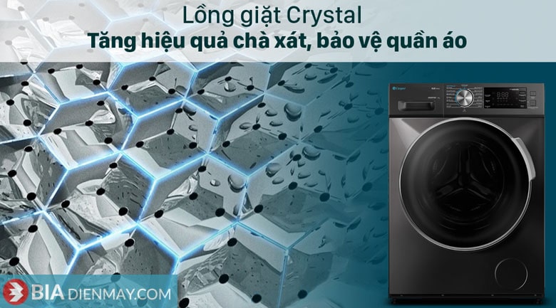 Máy giặt Casper inverter 8.5 kg WF-85I140BGB - lồng giặt Crystal