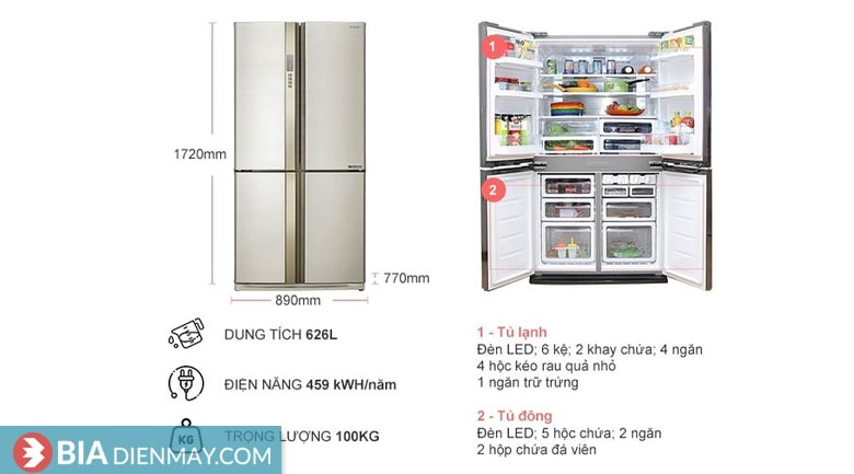 Mua Tủ lạnh Sharp Inverter 525 lít SJ-FX600V-SL- Chỉ giao HCM tại Trương  Thiên Long | Tiki