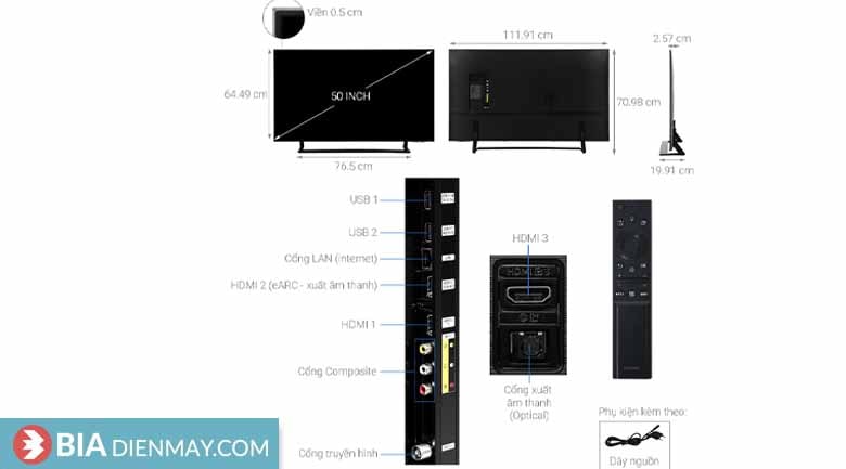 Smart Tivi Samsung 50 inch 4K UA50AU9000 - Chính hãng