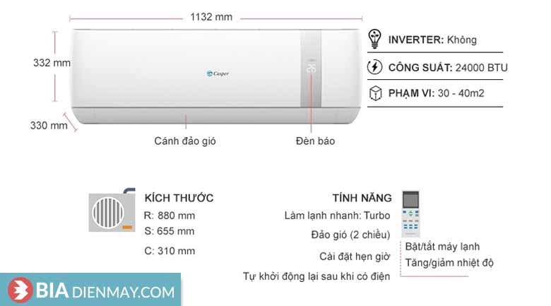Điều hòa Casper 24000BTU 1 chiều SC-24TL32 - Thông số