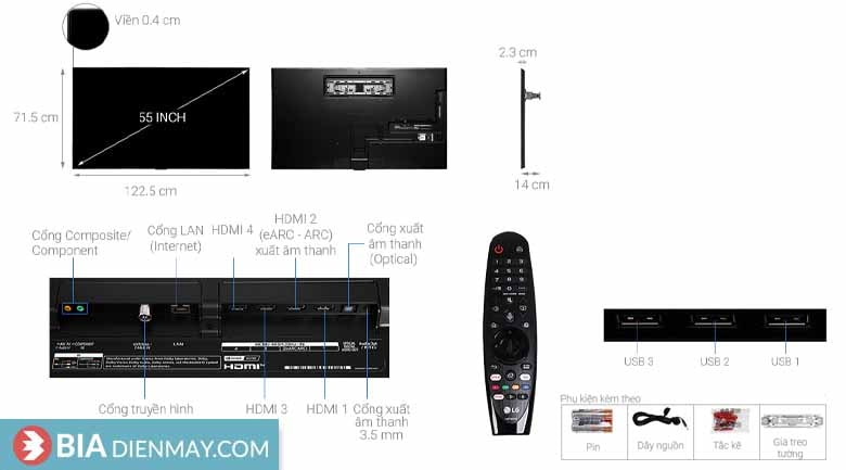 Tivi OLED LG 55 inch OLED55GXPTA - thông số