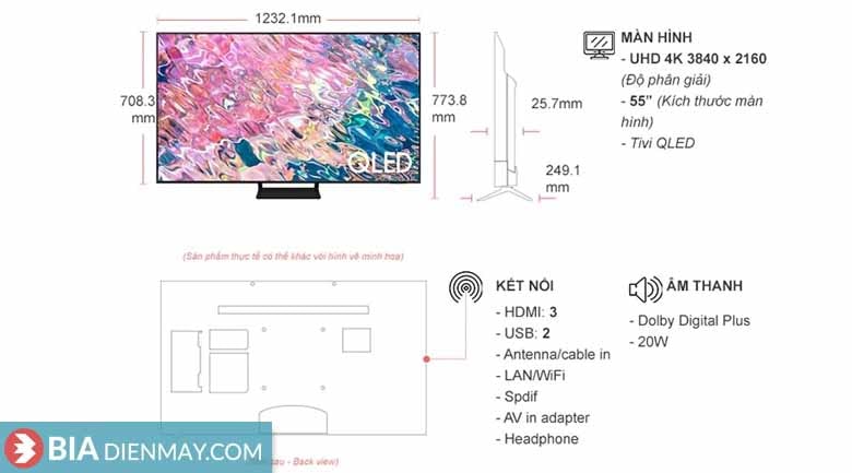 Smart Tivi Samsung QLED 4K 55 inch QA55Q60B - Model 2022 