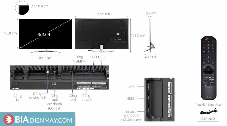 Tivi LG 8K 75 inch 75QNED99TPB - thông số