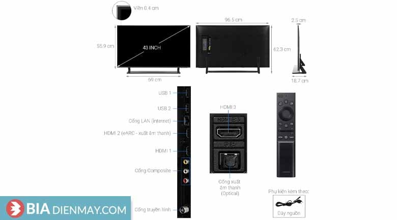 Smart Tivi QLED Samsung 43 inch 4K QA43Q65A - Chính hãng 