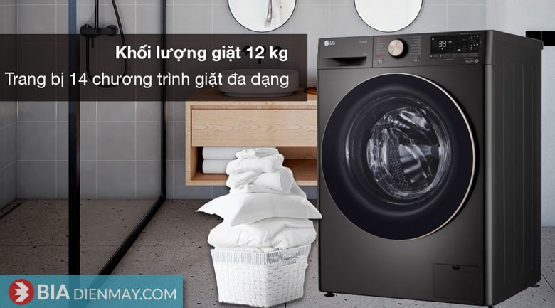 Máy giặt LG inverter 12kg FV1412S3BA - khối lượng giặt
