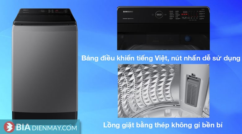 Máy giặt Samsung inverter 10.5 kg WA10CG5745BDSV - Thiết kế