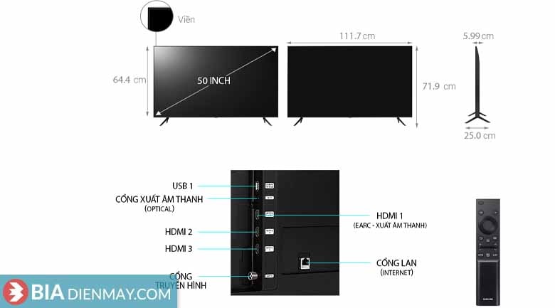 Smart Tivi Samsung 50 inch 4K UA50AU7002 - Model 2022