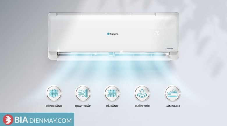 Điều hòa Casper inverter 12000 BTU 1 chiều TC-12IS36 - iClean làm sạch dàn lạnh