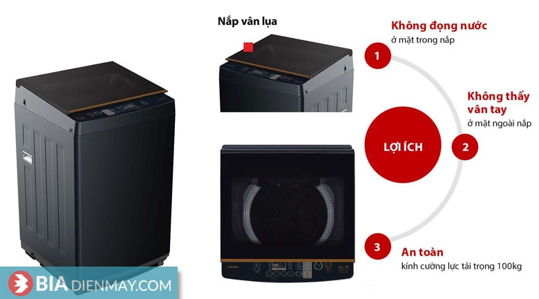 Máy giặt Toshiba inverter 10 kg AW-DM1100JV(MK) - Nắp máy giặt an toàn