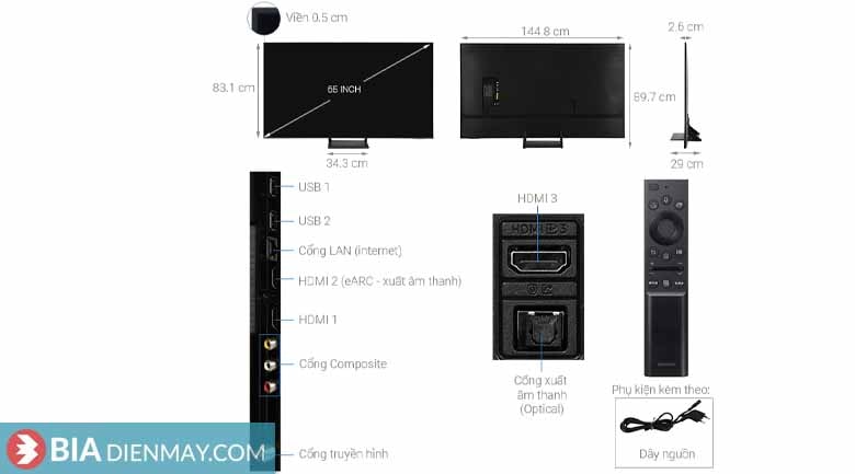 Smart Tivi QLED Samsung 4K 65 inch QA65Q65A - Model 2021 