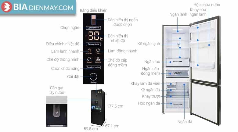 Tủ lạnh Aqua Inverter 320 lít AQR-IW378EB(BS) - chính hãng