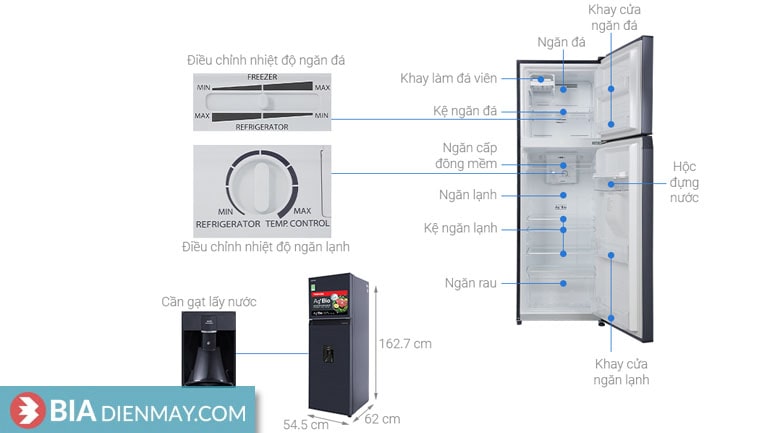 Tủ lạnh Toshiba inverter 249 lít GR-RT325WE-PMV(06)-MG - thông số