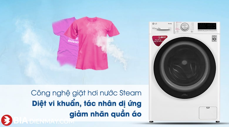 Máy giặt LG Inverter 9 kg FV1409S4W - công nghệ giặt hơi nước