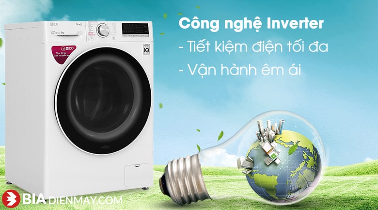 Máy giặt LG Inverter 9 kg FV1409S4W - công nghệ inverter tiết kiệm điện