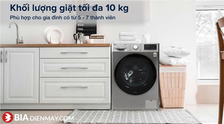 Máy giặt LG inverter 10 kg FV1410S4P - khối lượng giặt