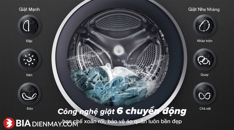 Máy giặt LG inverter 10 kg FV1410S5W - công nghệ giặt 6 chuyển động