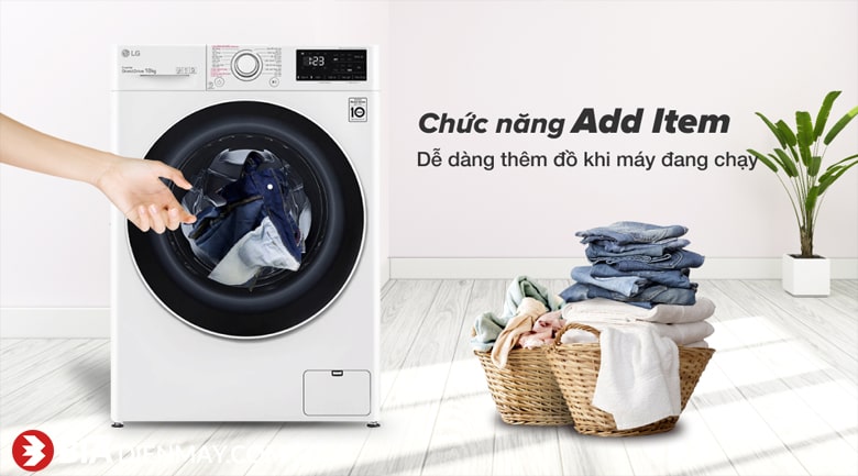 Máy giặt LG inverter 10 kg FV1410S5W - thêm đồ khi giặt