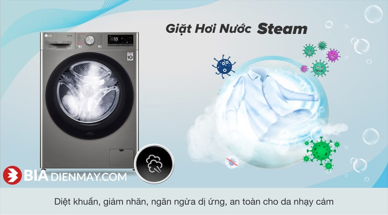 Máy giặt LG inverter 11 kg FV1411S4P - công nghệ giặt hơi nước Steam