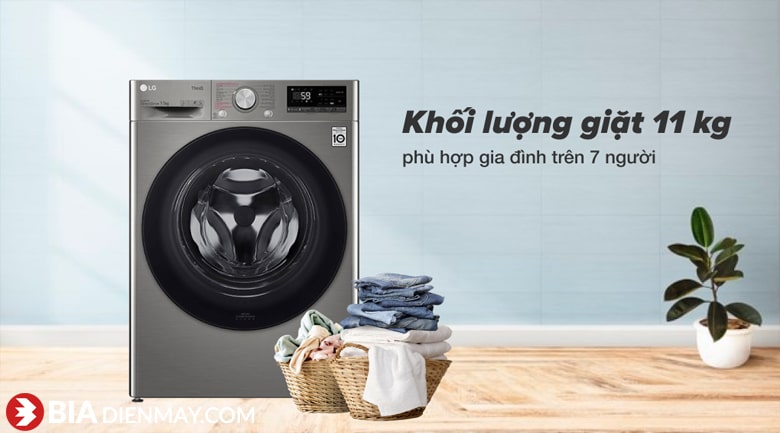 Máy giặt LG inverter 11 kg FV1411S4P - Khối lượng