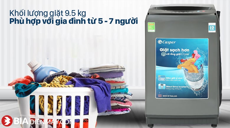 Máy giặt Casper WT-95I68DGA 9.5kg Cửa Trên Inverter