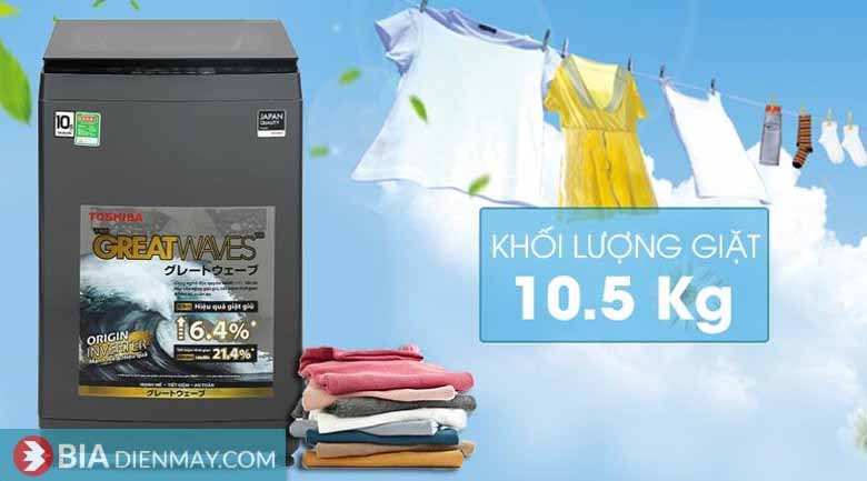 Máy giặt Toshiba inverter 10.5kg AW-DUK1160HV(SG) - khối lượng giặt