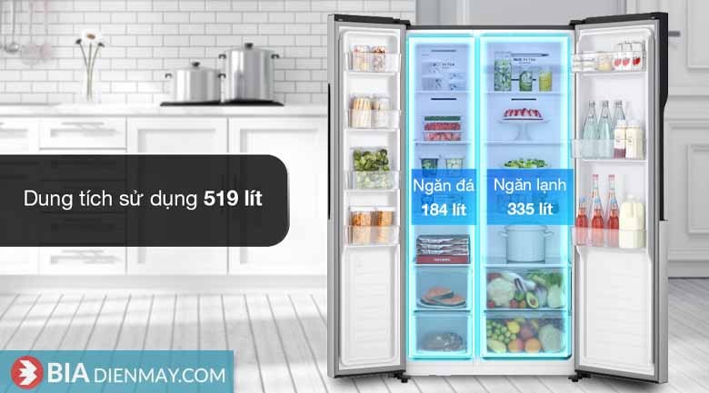 Tủ lạnh LG inverter 519 lít GR-B256JDS - dung tích sử dụng