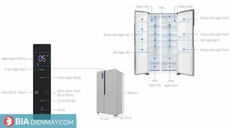 Tủ lạnh LG inverter 519 lít GR-B256JDS - thông số
