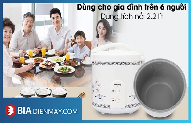 Nồi cơm nắp gài Sharp KS-223TJV-CR 2.2 Lít