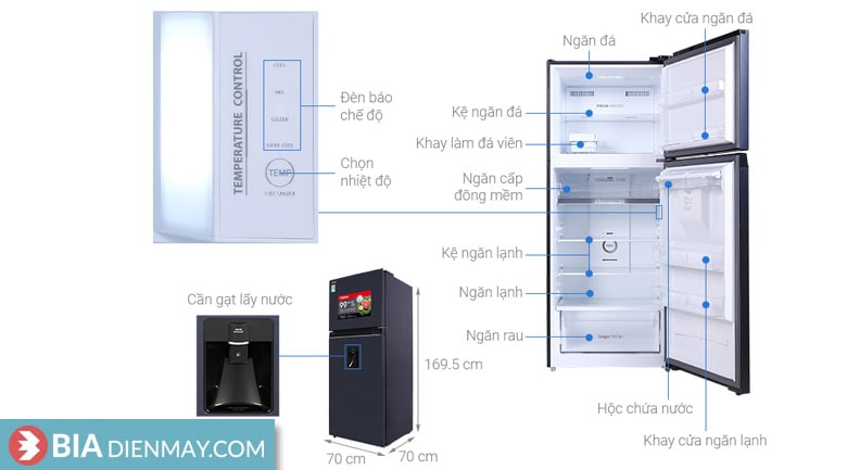 Tủ lạnh Toshiba inverter 407 lít GR-RT535WE-PMV(06)-MG - thông số