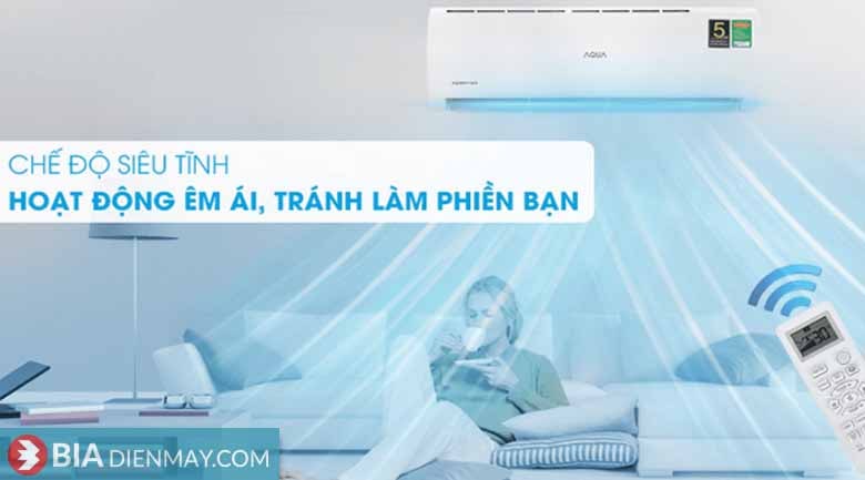 Điều hòa Aqua 9000BTU AQA-KCRV10WNMA - Chế độ siêu tĩnh lặng