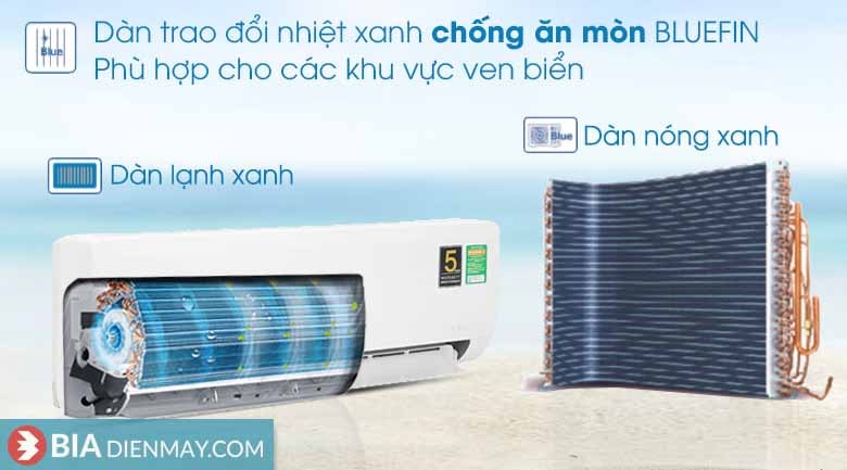Điều hòa Aqua 9000BTU AQA-KCRV10WNMA - Dàn tản nhiệt chống ăn mòn Blue Fin