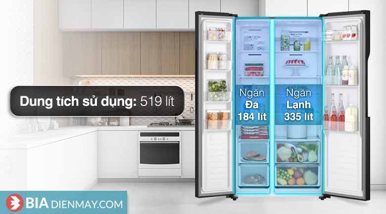 Tủ lạnh LG inverter 519 lít GR-B256BL - dung tích