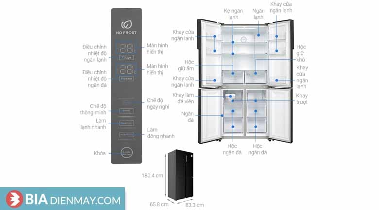 Tủ lạnh Aqua Inverter 456 lít AQR-M525XA(FB) - Model 2022