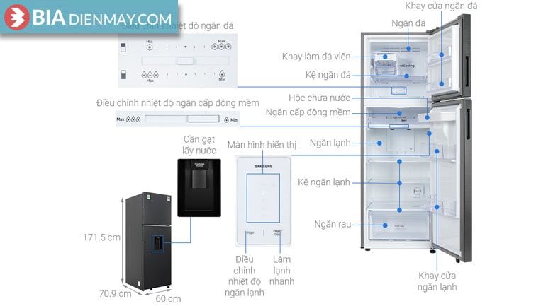 Tủ lạnh Samsung inverter 345 lít RT35CG5544B1SV - thông số