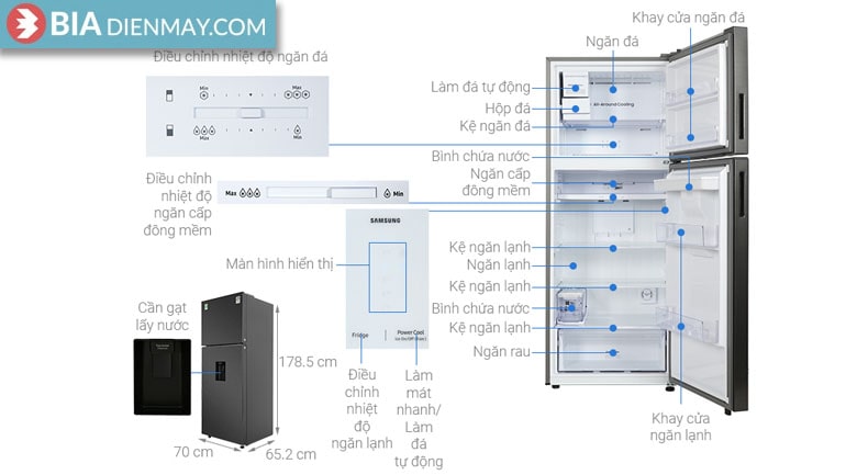 Tủ lạnh Samsung inverter 406 lít RT42CG6584S9SV - thông số