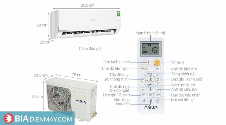 Điều hòa Aqua 12000BTU 1 chiều AQA-KCR12NQ-S - Thông số