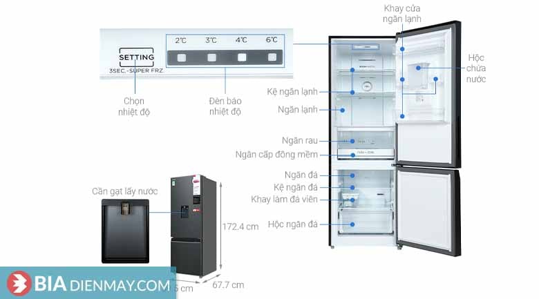 Tủ lạnh Toshiba GR-RB405WE-PMV(06)-MG - thông số