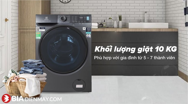 Máy giặt Electrolux inverter 10 kg EWF1024P5SB - khối lượng giặt
