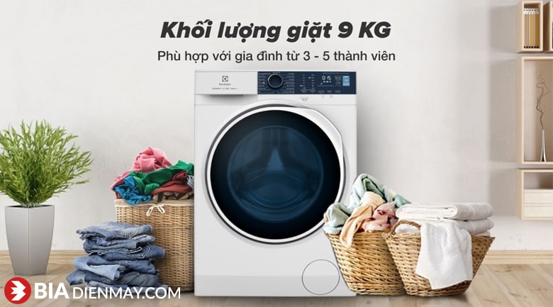 Máy giặt Electrolux inverter 9 kg EWF9024P5WB - khối lượng giặt