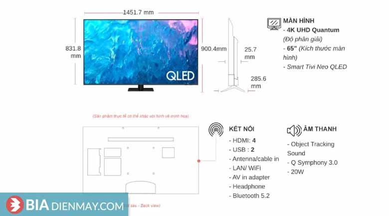 Tivi Samsung 65 inch QA65Q70C - Thông số