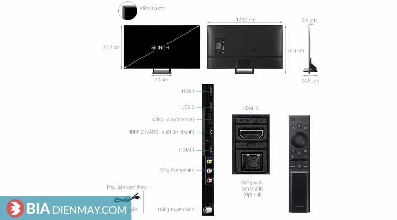 Smart Tivi QLED Samsung 4K 55 inch QA55Q65A - Model 2021 