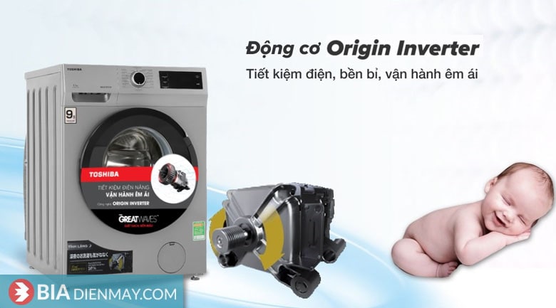 Máy giặt Toshiba inverter 9.5 kg TW-BK105S3V(SK) - công nghệ Origin inverter