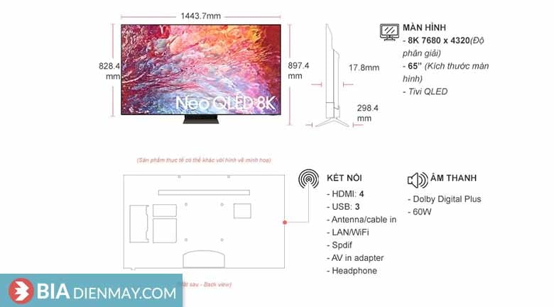 Smart Tivi Neo QLED Samsung 8K 65 inch QA65QN700B - Model 2022 