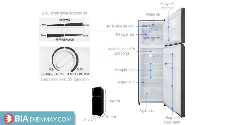 Tủ lạnh Toshiba inverter 253 lít GR-B31VU(SK) - thông số